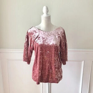 Collection By Bobeau Pink Velvet V Back Blouse S